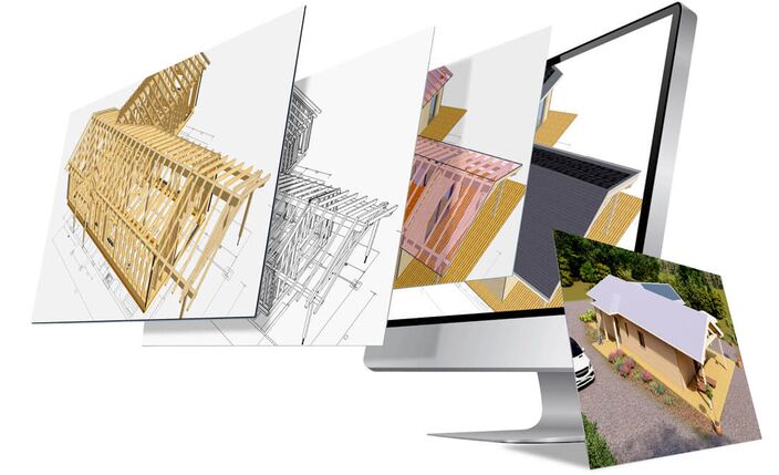 CAD Planung und Visualisierung in Schichten - Holzbau Wohnhaus