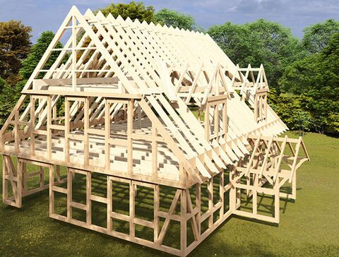 Fachwerkhaus CAD Planung zur Viualisierung und für den Abbund - 3